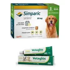 Antipulgas Simparic 80mg 20-40kg 3 Comp + Vetaglos 50g Foto  mini 1