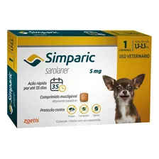Antipulgas Simparic para Cães 5 mg 1,3 a 2,5 Kg 1 Comprimido Foto mini 1