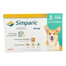 Antipulgas Zoetis Simparic 40mg Cães 10,1 A 20 Kg 3 Compr Foto mini 3