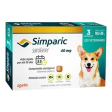 Antipulgas Zoetis Simparic 40mg Cães 10,1 A 20 Kg 3 Compr Foto mini 1
