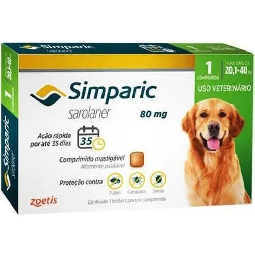 Antipulgas Zoetis Simparic 80 Mg Para Ces 20,1 A 40 Kg - 1 Foto 1