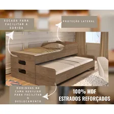 Anyben Bicama Solteiro duas camas 100% mdf qualidade muito reforçada quarto de racho adulto e criança cor Castanho Foto mini  3