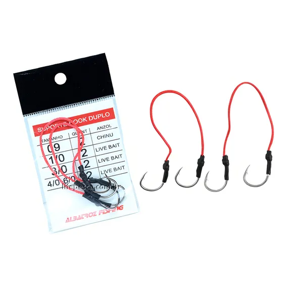 Anzol Albatroz Suporte Hook Duplo Live Bait N° 4/0 - 2 Peças Foto 1