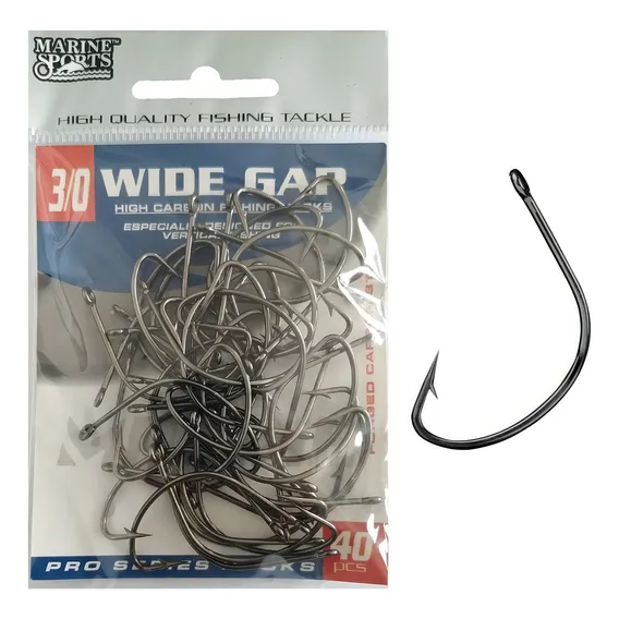 Anzol Marine Sports Wide Gap 3/0 Cartela 40 Unid. Preto Foto 1