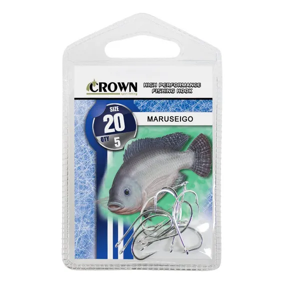 Anzol Maruseigo Crown Nº 20 Nickel Em Aço Com 5un P/ Tilápia Foto 1