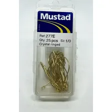 Anzol Mustad 277e 1/0 Com 25 Unidades Cor Dourada Pesca Orig Foto  mini 1