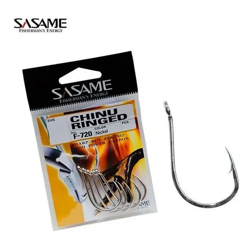Anzol Sasame Chinu Ringed Nickel F-720 N° 1 - 14 Peças Foto 1