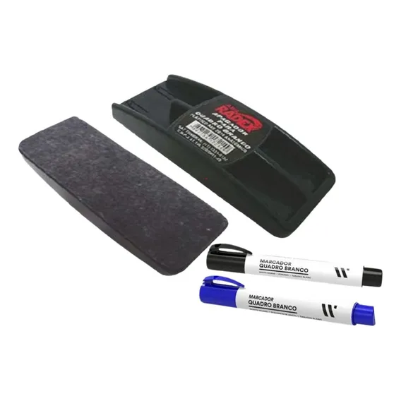 Apagador Para Quadro Branco C/ 2 Pinceis Marcadores Azul/pre Foto 1