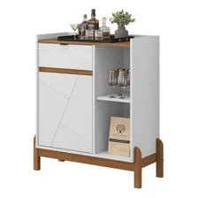 Aparador Bar 50526 Pés Madeira Maciça 81cm Branco Cedro DCASA Foto mini 1