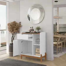 Aparador Bar 50526 Pés Madeira Maciça 81cm Branco Cedro DCASA Foto mini 3