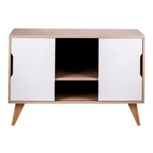 Aparador Buffet Com 2 Portas Murano Carvalho E Branco Foto mini  2