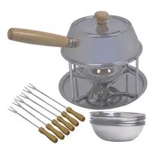 Aparelho Fondue Clássico Aço Inox Cumbucas Queimador Garfos Foto  mini 1