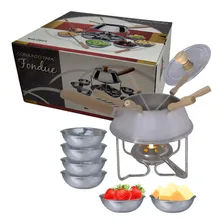 Aparelho Fondue Clássico Aço Inox Cumbucas Queimador Garfos Foto mini  2