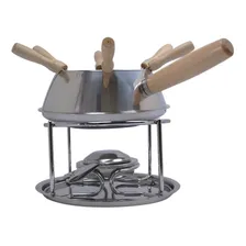 Aparelho Fondue Clássico Aço Inox Cumbucas Queimador Garfos Foto mini 4