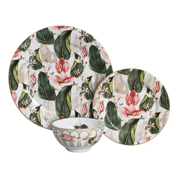 Aparelho Jantar 12 Pcs Beija Flor,scalla Ceramica Foto 1
