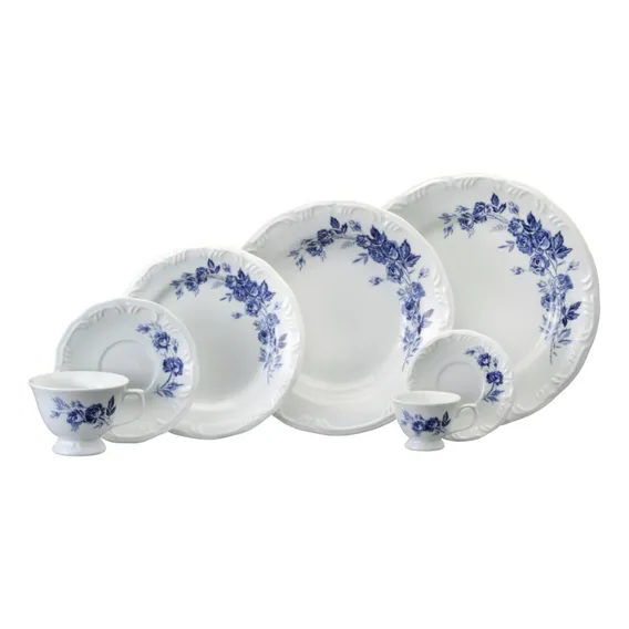 Aparelho Jantar E Chá Porcelana Schmidt 30 Peças - Dec. Cora Foto 1