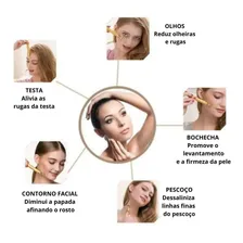 Aparelho Massageador Para Face Rosto Portátil Vibratório 24k Cor Dourado Pilha Foto mini 3