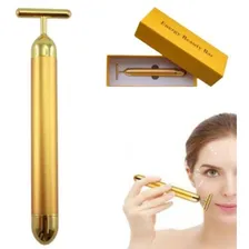 Aparelho Massageador Para Face Rosto Portátil Vibratório 24k Cor Dourado Pilha Foto mini 1