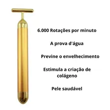 Aparelho Massageador Para Face Rosto Portátil Vibratório 24k Cor Dourado Pilha Foto mini 4
