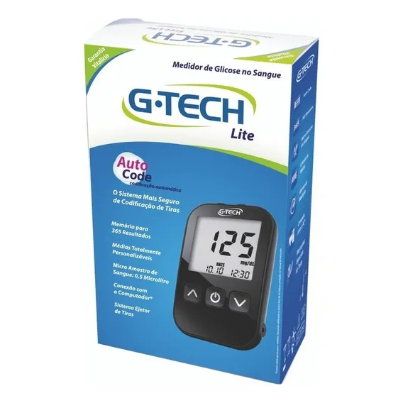 Aparelho Medidor de Glicose Kit Completo G-tech Lite Cor Preto Foto 1