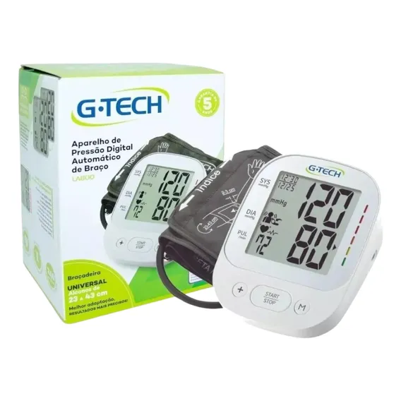Aparelho Medidor De Pressão Arterial Digital De Braço Automático Branco Eletrico La800 Gtech Foto 1