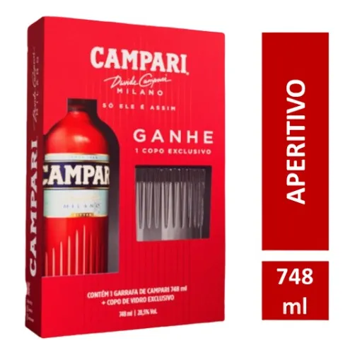 Aperitivo Campari 748ml + Copo Foto 1