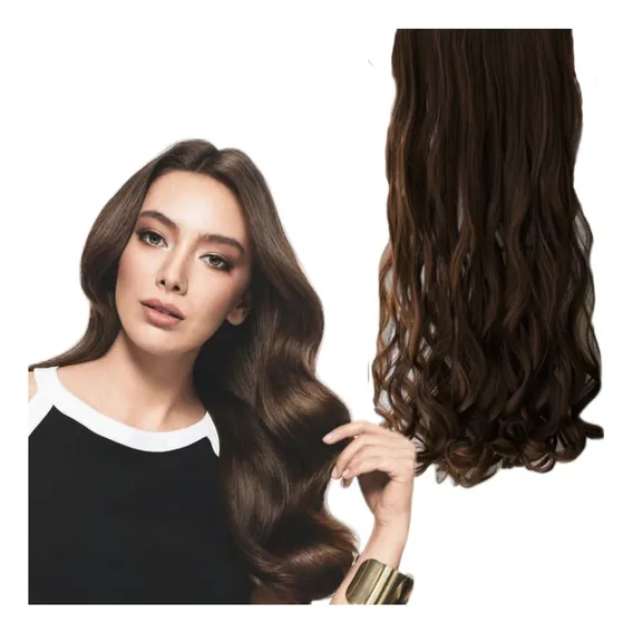 Aplique Castanho Ondulado Cabelo Fibra Orgânica Tic Tac Foto 1