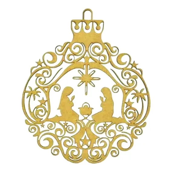 Aplique Enfeite Bola De Natal Presepio M Decorar Mdf Cru Foto 1