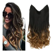 Aplique Extençao De Cabelo Ondulado Sintetico Cor Preto Foto mini 1