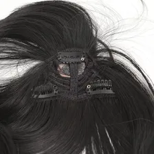 Aplique Franja Postiça 25cm Fibra Orgânica Cor Preto Natural Foto mini 2
