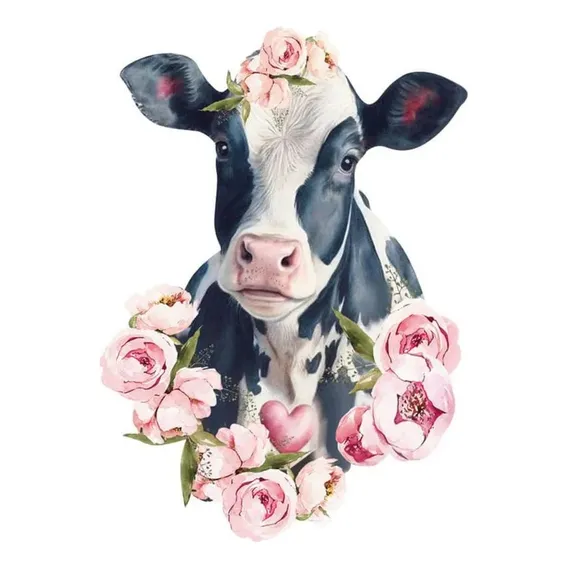 Aplique Papel Decoup Mdf Vaca Flores Apm8-1390 8cm Litoarte Cor Vaca Com Flores Foto 1
