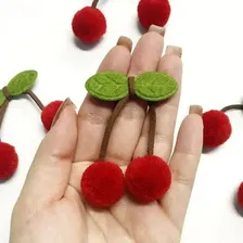 Aplique Para Laços Cereja Com Folha De 15mm Pct 95 Unidades Cor Aplique Vermelho Foto mini 2