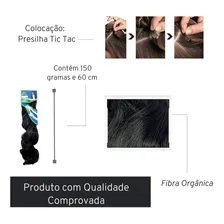 Aplique 60cm Liso Cacheado 140g IdĂȘntico Ao Humano Cor Preto ondulado Foto mini 3