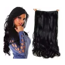 Aplique 60cm Liso Cacheado 140g IdĂȘntico Ao Humano Cor Preto ondulado Foto mini 4