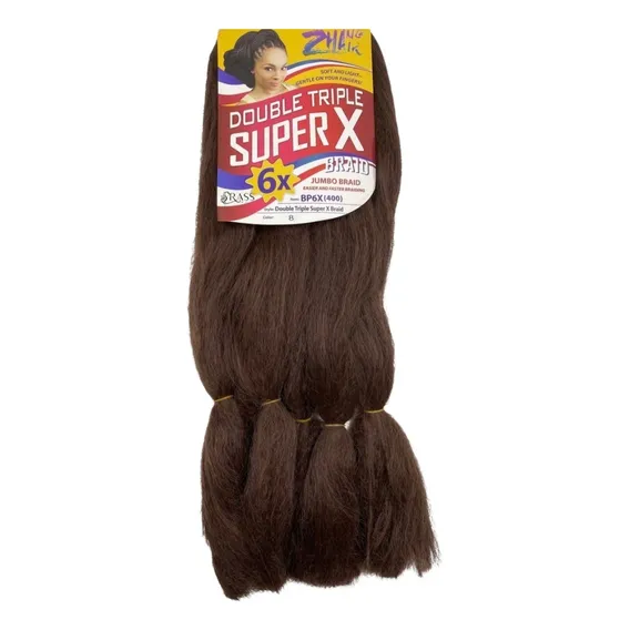 Apliques De Cabelo Jumbo, Cabelo Sintético, Fibra Japonesa, Aplique Sintético Zhang Hair Jumbo Estilo Box Braid, Tranças, Fio A Fio, Nagô, Rasteirinha, Marrom De 126cm - 1 Mecha Por Pacote Foto 1