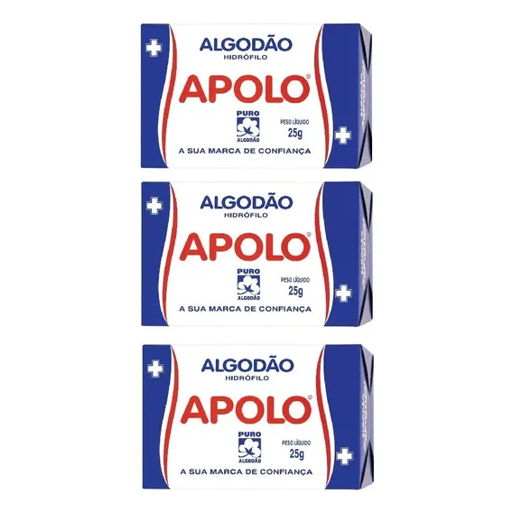 Apolo Algodão Caixa 25g Kit 3 Unidades Foto 1