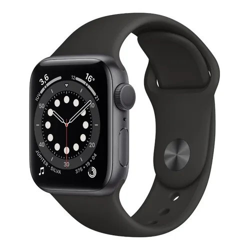 Apple Watch Series 6 (GPS) - Caixa de alumínio cinza-espacial de 4 cm - Pulseira esportiva preto Foto 1