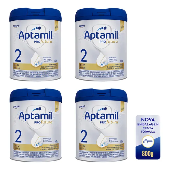 Aptamil Profutura 2 Fórmula Infantil Kit com 4 Latas 800g Cada Nutrição Avançada para Bebês a Partir de 6 Meses Foto 1