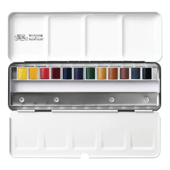 Aquarela Winsor & Newton Profissional Pastilha Box 12 Cores Foto 1