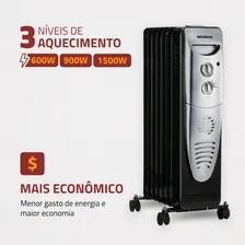 Aquecedor a Óleo Mondial Preto/Prata 1500W A-06 Foto mini 3