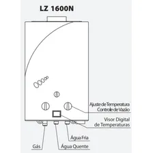 Aquecedor de água A Gás Lorenzetti Lz 1600 Gn 15L - GN Foto mini 2