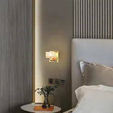 Arandela Cristal K9 Quadrado Dourado Brilhoso Bet39 + Led Foto mini 3