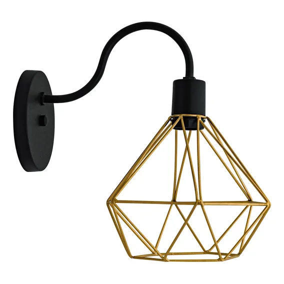 Arandela Diamante Cobre Preto Dourado Luminária Aramada 110V/220V (Bivolt) Foto 1