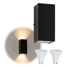 Arandela Duplo Facho Longo + 2 Lâmpada Led Gu10 5w St187 Estrutura Preto 110v/220v (bivolt) Foto mini 1