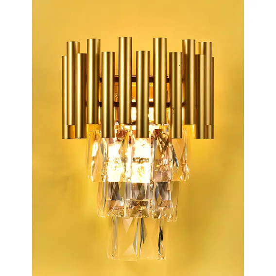 Arandela Em Metal Dourado E Cristal BIVOLT Foto 1