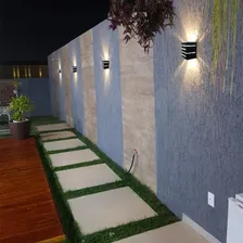 Arandela Externa Facho Duplo 4 Aletas Efeito Preto Alz35 Foto mini  2