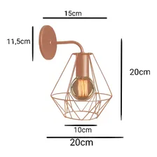 Arandela Parede Aramado Diamante Pendente Retro Cor Cobre Foto mini 4