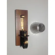 Arandela Rustica De Madeira Demolição E Cúpula Tecido 110v 220v (bivolt) Foto mini 4
