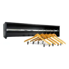 Arara De Parede Estante Cabideiro Para Roupas Mdf 90cm Preto Foto mini  2
