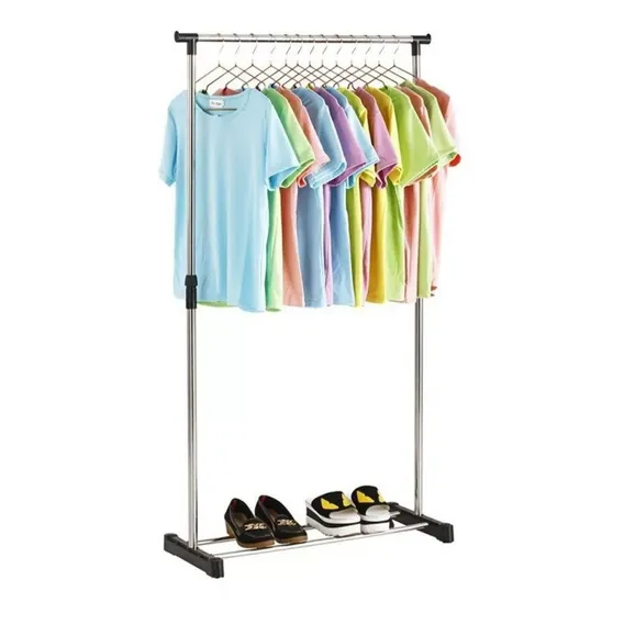 Arara De Roupas Rodinha Regulável Cabideiro Com Sapateira Foto 1